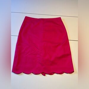 J. Crew size 6 hot pink scalloped hem midi skirt